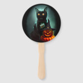 Vampire Cat and Wizard Pumpkin Halloween Surreal Handwaaier (Voorkant)