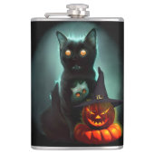 Vampire Cat and Wizard Pumpkin Halloween Surreal Heupfles (Voorkant)