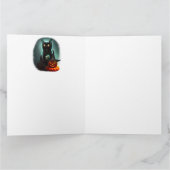 Vampire Cat and Wizard Pumpkin Halloween Surreal Kaart (Binnen)