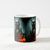 Vampire Cat and Wizard Pumpkin Halloween Surreal Koffiemok (Voorkant rechts)