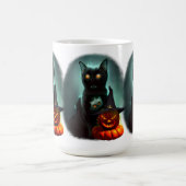 Vampire Cat and Wizard Pumpkin Halloween Surreal Koffiemok (Center)