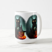 Vampire Cat and Wizard Pumpkin Halloween Surreal Koffiemok (Voorkant rechts)