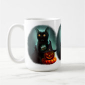 Vampire Cat and Wizard Pumpkin Halloween Surreal Koffiemok (Links)
