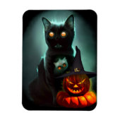 Vampire Cat and Wizard Pumpkin Halloween Surreal Magneet