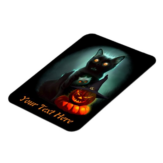 Vampire Cat and Wizard Pumpkin Halloween Surreal Magneet (Linkerzijde)