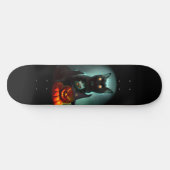 Vampire Cat and Wizard Pumpkin Halloween Surreal Persoonlijk Skateboard (Horizontaal)