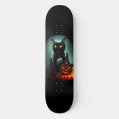 Vampire Cat and Wizard Pumpkin Halloween Surreal Persoonlijk Skateboard (Voorkant)