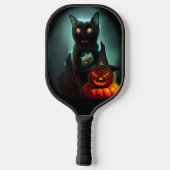 Vampire Cat and Wizard Pumpkin Halloween Surreal Pickleball Paddle (Achterkant)