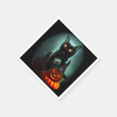 Vampire Cat and Wizard Pumpkin Halloween Surreal Servet (Hoek)