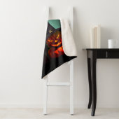 Vampire Cat and Wizard Pumpkin Halloween Surreal Sherpa Deken (In situ)
