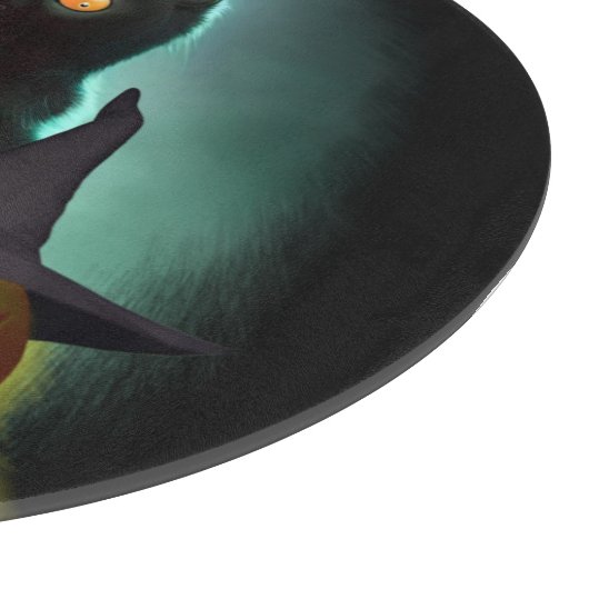 Vampire Cat and Wizard Pumpkin Halloween Surreal Snijplank (Hoek)