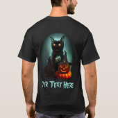 Vampire Cat and Wizard Pumpkin Halloween Surreal T-shirt (Achterkant)