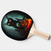 Vampire Cat and Wizard Pumpkin Halloween Surreal Tafeltennisbatje (Zijkant)
