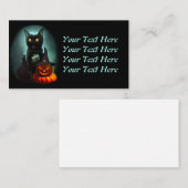 Vampire Cat and Wizard Pumpkin Halloween Surreal Visitekaartje (Voorkant / Achterkant)