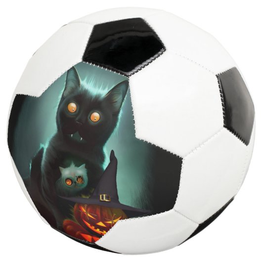 Vampire Cat and Wizard Pumpkin Halloween Surreal Voetbal (Drie kwart)
