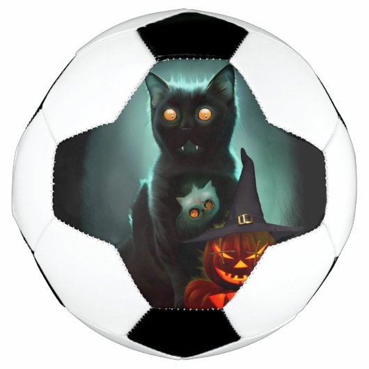 Vampire Cat and Wizard Pumpkin Halloween Surreal Voetbal (Voorkant)