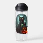 Vampire Cat and Wizard Pumpkin Halloween Surreal Waterfles (Achterkant)