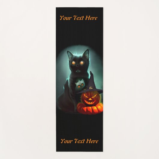 Vampire Cat and Wizard Pumpkin Halloween Surreal Yogamat (Voorkant)