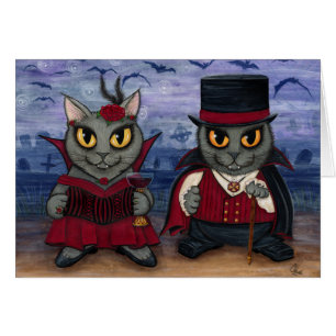Vampire Cat Couple Gothic Cemetery Fantasy Art Car