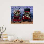 Vampire Cat Couple Gothic Cemetery Fantasy Art Pri Poster (Keuken)