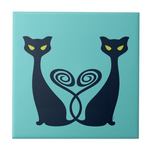 Vampire Cat Duo Tegeltje (Voorkant)