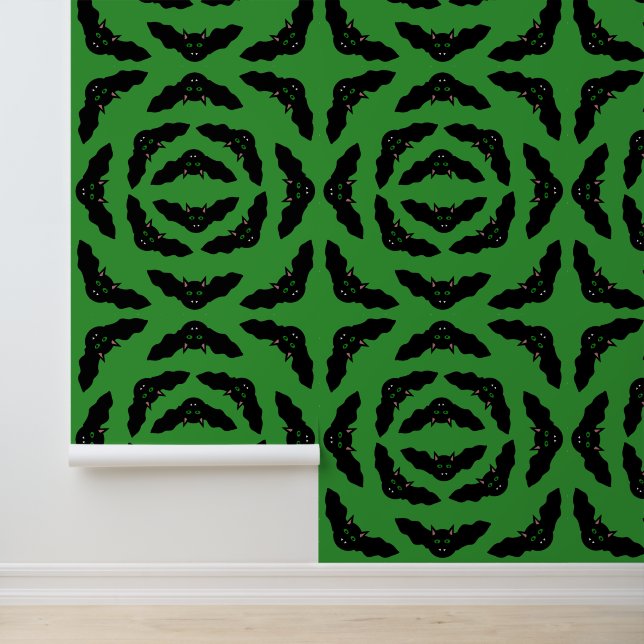 Vampire Cat Faced Bat Halloween Behang (Applicatie)
