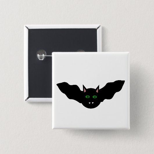 Vampire Cat Faced Bat Halloween Button (Voorkant /achterkant)