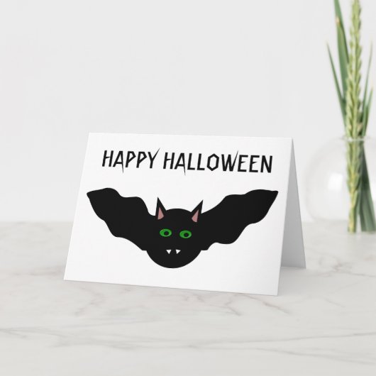 Vampire Cat Faced Bat Halloween Custom Kaart (Voorkant)