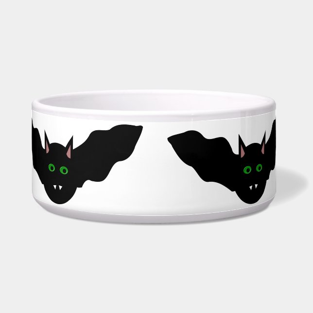 Vampire Cat Faced Bat Halloween Dog Bowl Voerbakje (Voorkant)