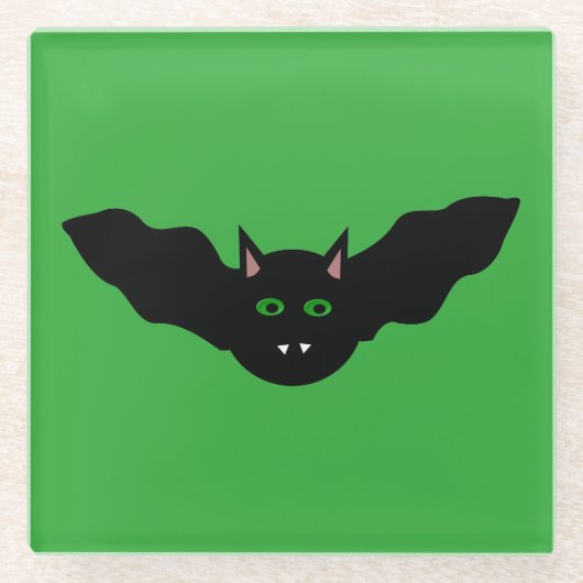 Vampire Cat Faced Bat Halloween Glazen Onderzetter (Voorkant)