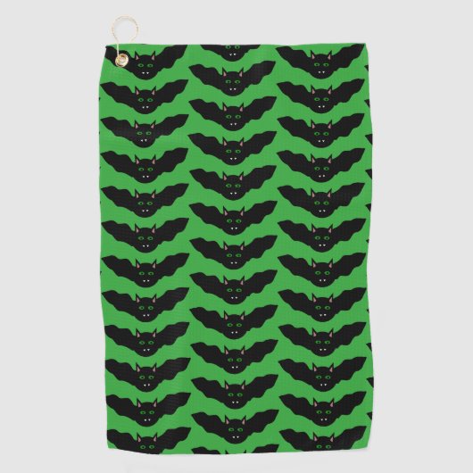 Vampire Cat Faced Bat Halloween Golf Towel Golfhanddoek (Voorkant)