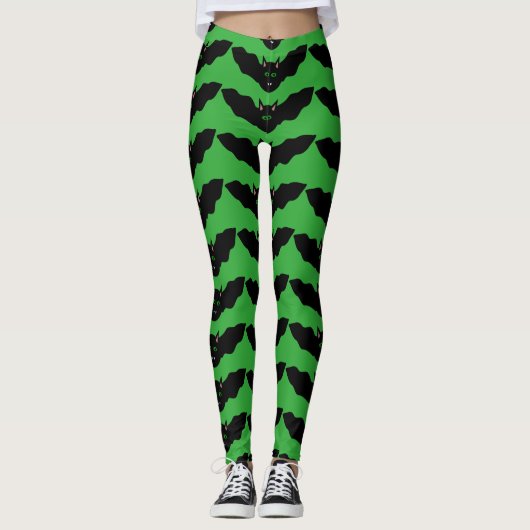 Vampire Cat Faced Bat Halloween Leggings (Voorkant)