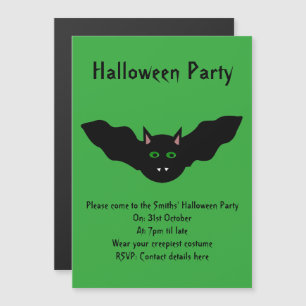 Vampire Cat Faced Bat Halloween Party nodigt uit Magnetische Uitnodiging