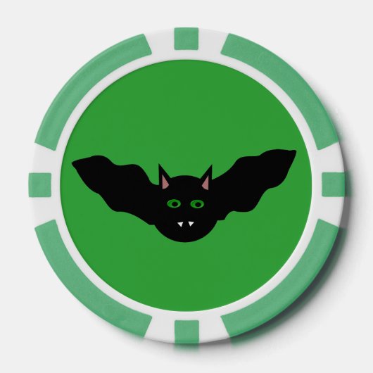 Vampire Cat Faced Bat Halloween Poker Chips (Voorkant)