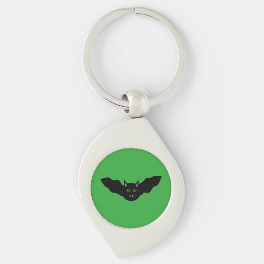 Vampire Cat Faced Bat Halloween Sleutelhanger (Voorkant)