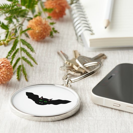 Vampire Cat Faced Bat Halloween Sleutelhanger (Zijkant)