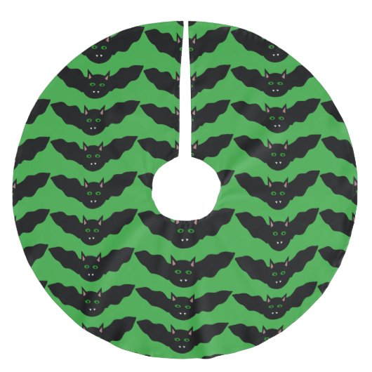 Vampire Cat Faced Bat Halloween Tree Rok Kerstboom Rok (Voorkant)
