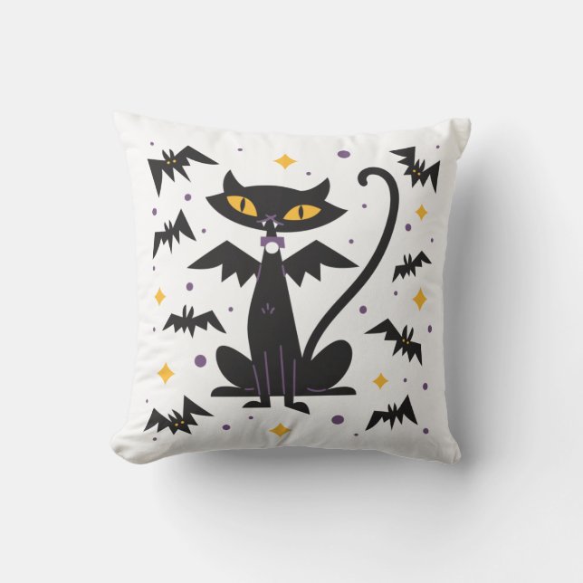 Vampire Cat Halloween Kussen (Voorkant)