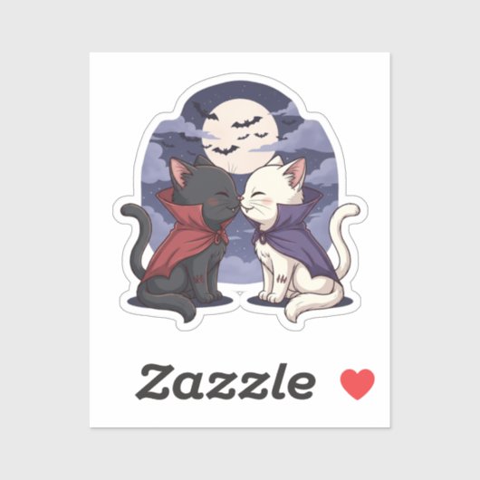 Vampire Cat Kiss - Schattigee Gotische Halloween Sticker (Vel)
