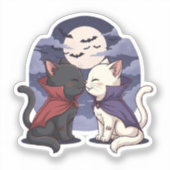 Vampire Cat Kiss - Schattigee Gotische Halloween Sticker (Voorkant)