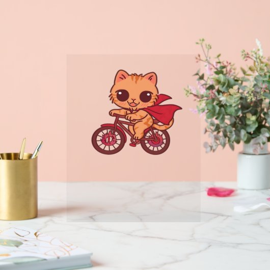Vampire Cat op Halloween Bike Ride - Schattige Spo Acryl Bord (Huwelijk)