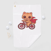 Vampire Cat op Halloween Bike Ride - Schattige Spo Golfhanddoek (Insitu)