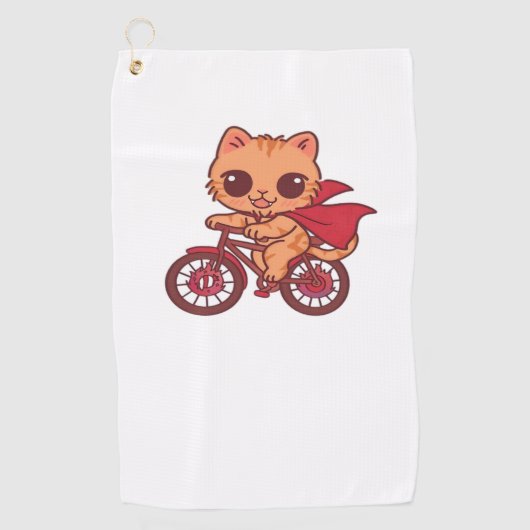 Vampire Cat op Halloween Bike Ride - Schattige Spo Golfhanddoek (Voorkant)