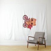 Vampire Cat op Halloween Bike Ride - Schattige Spo Wandkleed (In Situ (horizontaal))