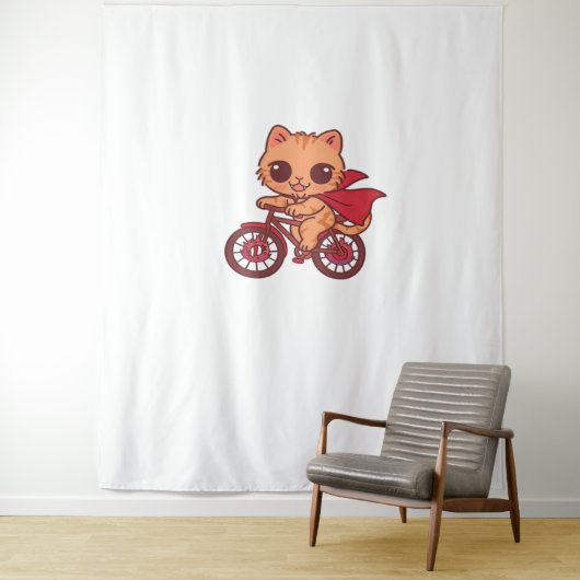 Vampire Cat op Halloween Bike Ride - Schattige Spo Wandkleed (In situ)