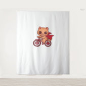 Vampire Cat op Halloween Bike Ride - Schattige Spo Wandkleed (Voorkant)