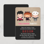 Vampire Cat Skeleton Halloween Party Invitations Kaart (Voorkant / Achterkant)