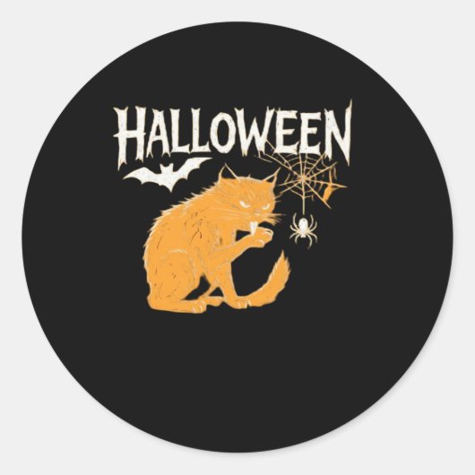Vampire Cat's Halloween Classic T-shirt Ronde Sticker (Voorkant)