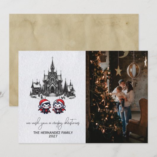 Vampire Christmas Village Feestdagenkaart (Voorkant / Achterkant)