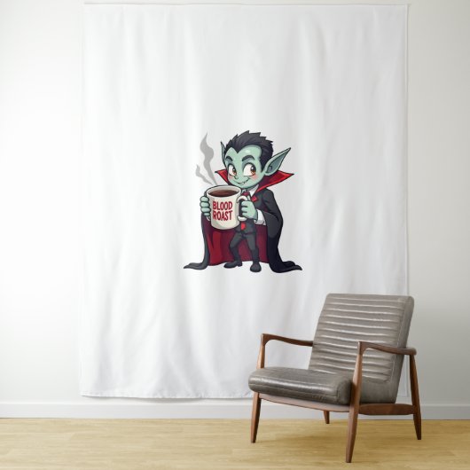 Vampire Coffee Lover - Spooky Latte Shirt Wandkleed (In situ)